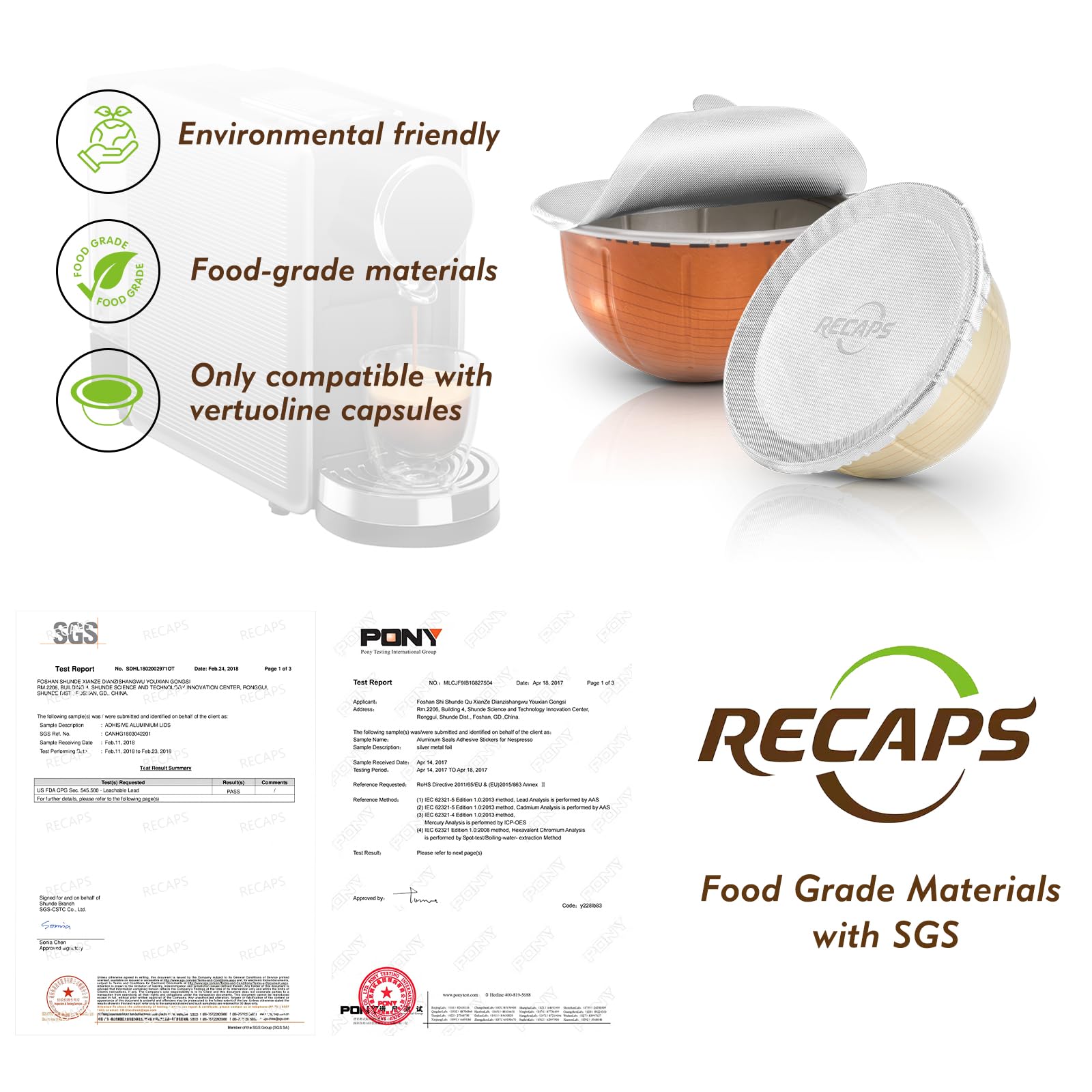 Aluminum Foli Lids for Reusable Capsules, Coffee Foil Seals, Coffee Pod Foli Lids Compatible with Nespresso Vertuo Pods 500PCS 62mm