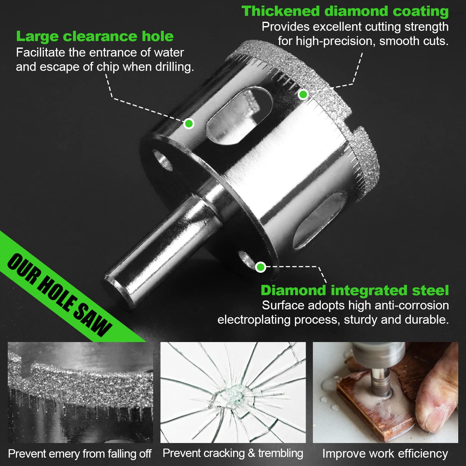 Diamond Hole Saw Kit 17PCS tile hole cutter with Double Suction Cups Hole Saw Guide Jig Fixture from 4mm-83mm Diamond Hole Cutters for Tiles for Ceramic, Glass, Tile, Porcelain, Marble, Granite