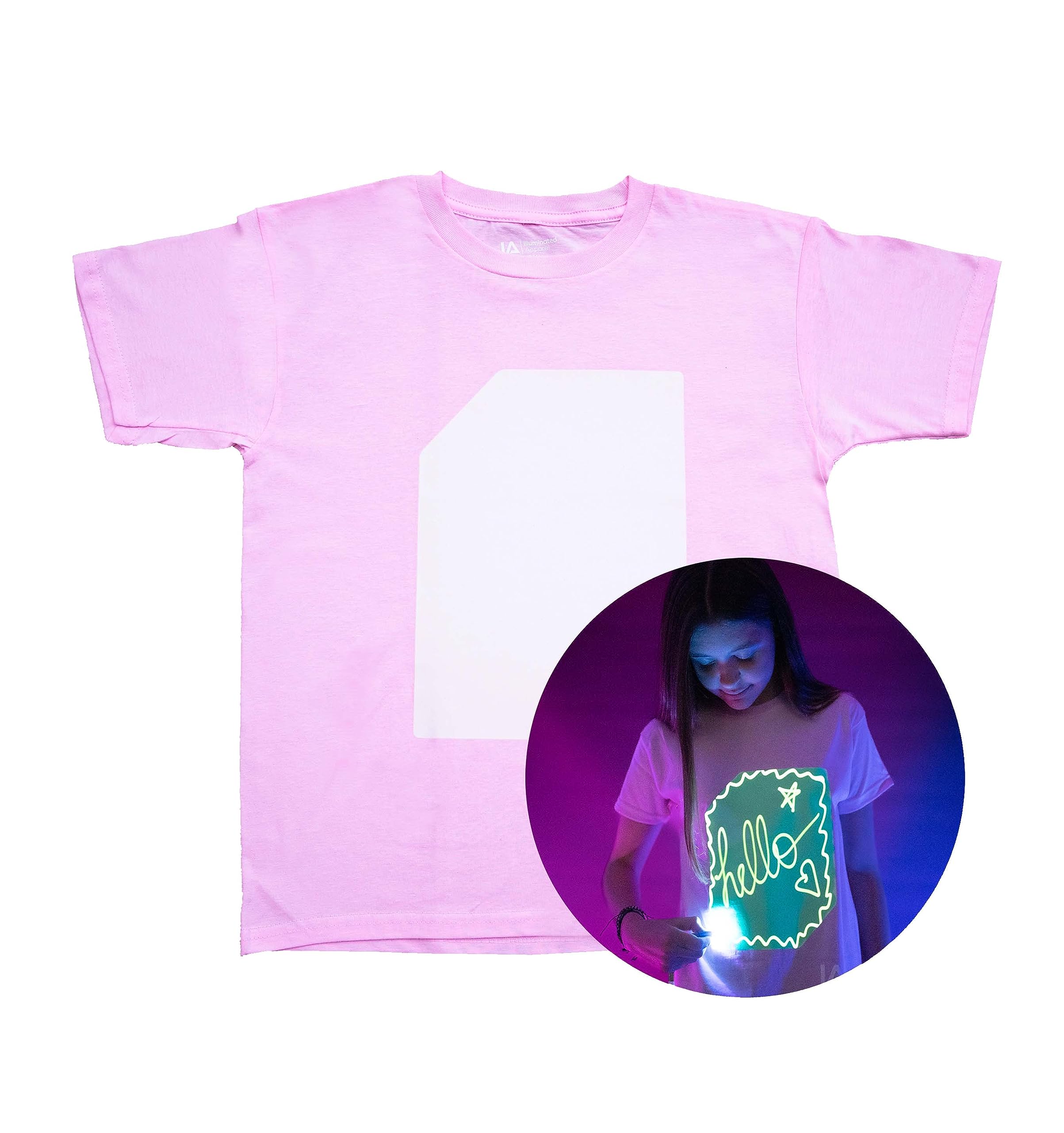 Illuminated Apparel Interactive Glow in The Dark T-Shirt - Fun for Birthday Parties & Festivals - Light up The Night