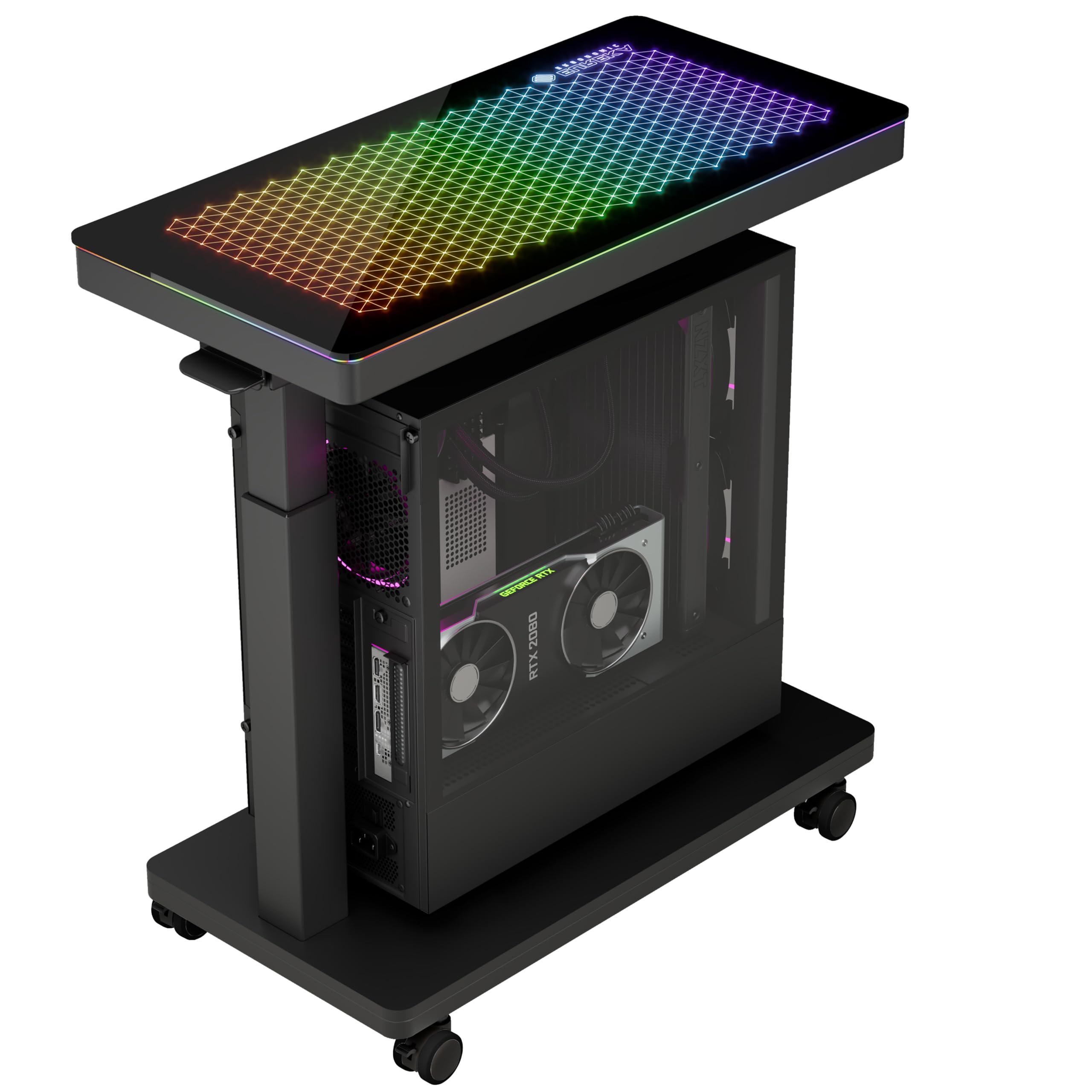 EUREKA ERGONOMIC PC Stand Adjustable Computer Tower with Large Mouse Mat, PC Tower Stand for Pinter, pc Trolley on Lockable Castor Wheels Sturdy, for Gaming Desk Computer Accessories, Black