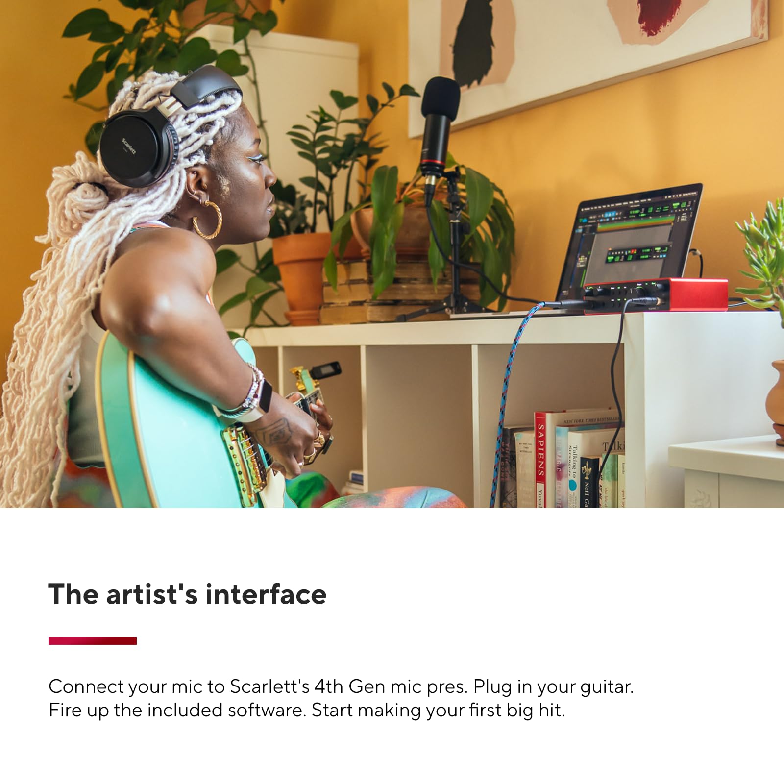 Focusrite Scarlett 2i2 4th Gen USB Audio Interface for Recording, Songwriting, Streaming and Podcasting — High-Fidelity, Studio Quality Recording, and All the Software You Need to Record