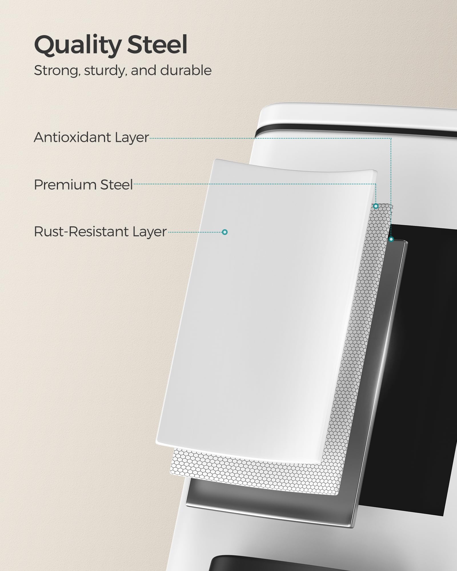 SONGMICS Kitchen Bin, 8-Gallon (30 L) Trash Bin, Steel Pedal Bin, with Inner Bucket, Soft Close and Stays Open, Metallic Silver LTB593E01
