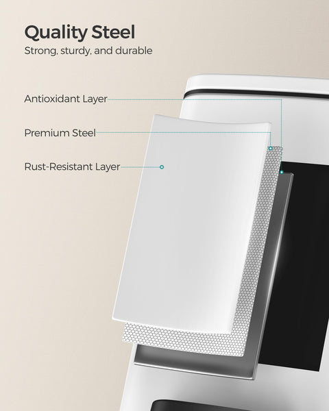 SONGMICS Kitchen Bin, 8-Gallon (30 L) Trash Bin, Steel Pedal Bin, with Inner Bucket, Soft Close and Stays Open, Metallic Silver LTB593E01