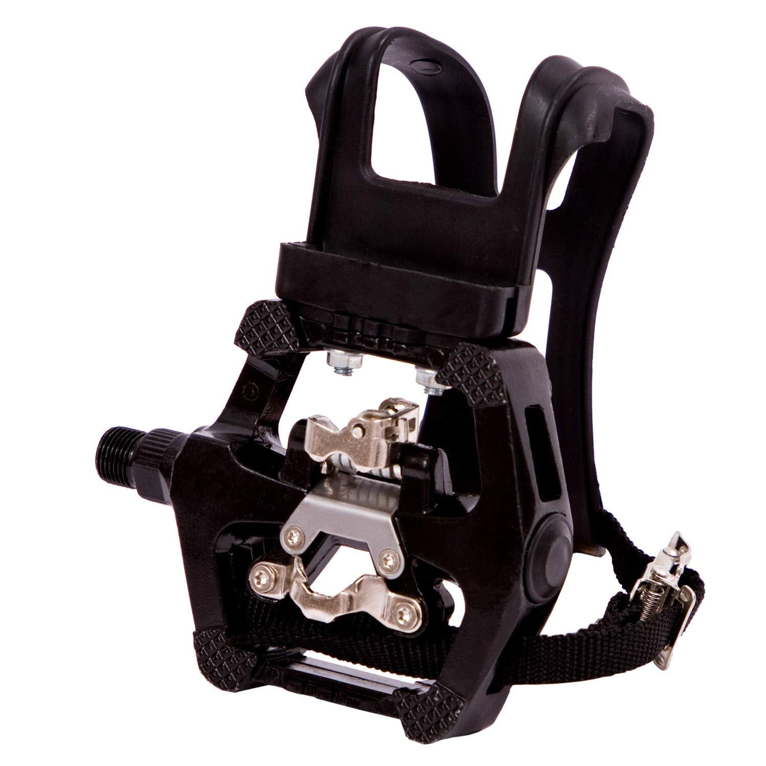 COZYROOMY SPD pedals - Hybrid pedal with clips and straps, Suitable for indoor exercise bikes, Spin Bike and all bikes with 9/16" axles. 6 Month