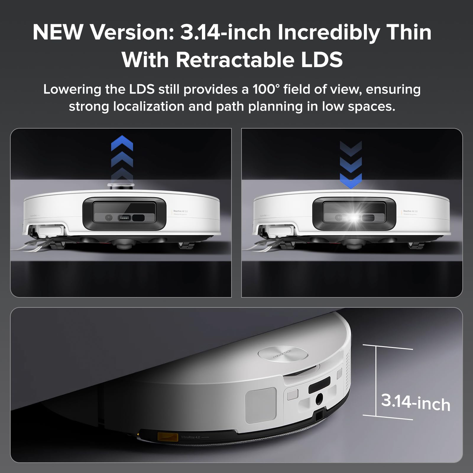 roborock Saros Z70 Robot Vacuum and Mop, OmniGrip Mechanical Arm, AI-Powered, 22,000Pa, 3.14'' Ultra Slim, FlexiArm Riser Technology, AdaptiLift Chassis, Obstacle Avoidance, Multifunctional Dock 4.0