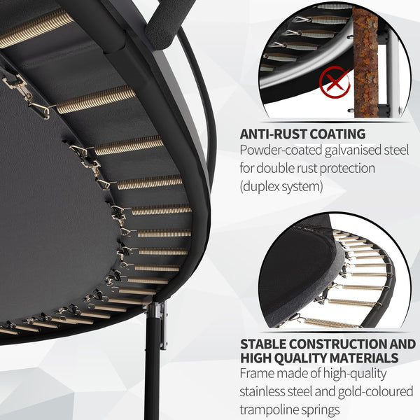 Devoko Outdoor Trampoline 7.5ft/10ft/12ft/14ft GS Certified Garden Trampoline With Safety Net,Non-Slip Ladder& Shoe Organiser,Available For Toddlers And Adults,Up to 150kg