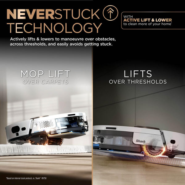 Shark PowerDetect 2-in-1 Robot Vacuum & Mop, NeverTouch Pro 60-Day Self Empty, Self-Refill and Self-Clean Robot Vacuum with 3D & LiDAR Navigation, NeverStuck Obstacle Bypass, WiFi/App White