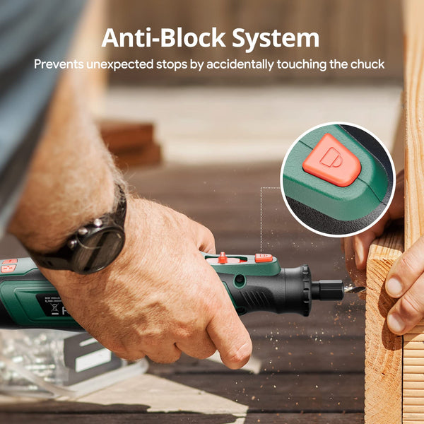 DEPSTECH Cordless Rotary Tool, 2.0 Ah 8V Rechargeable Multi Tool Kit 5 Speed 30000RPM, 127Pcs Accessories Set, Power Tools Carving, Cutting, Sanding, Drilling, Polishing and DIY Crafts-DC08, Green