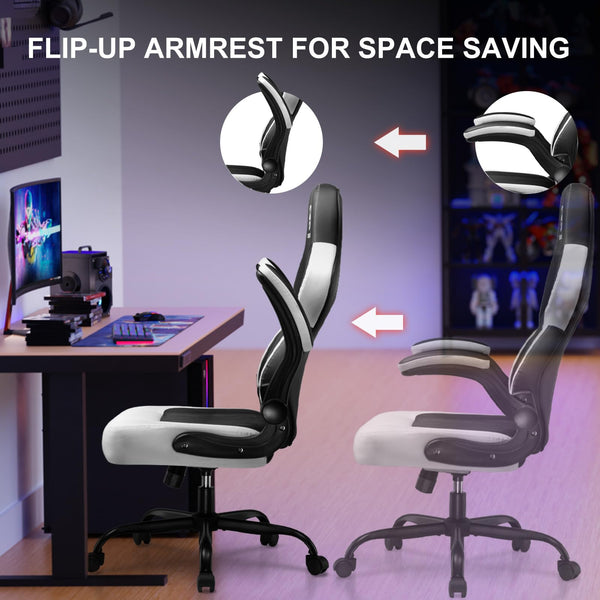 GTPLAYER Ergonomic Racing Computer Chair - Height Adjustable, 360° Swivel, Executive Office Desk Chair (White)