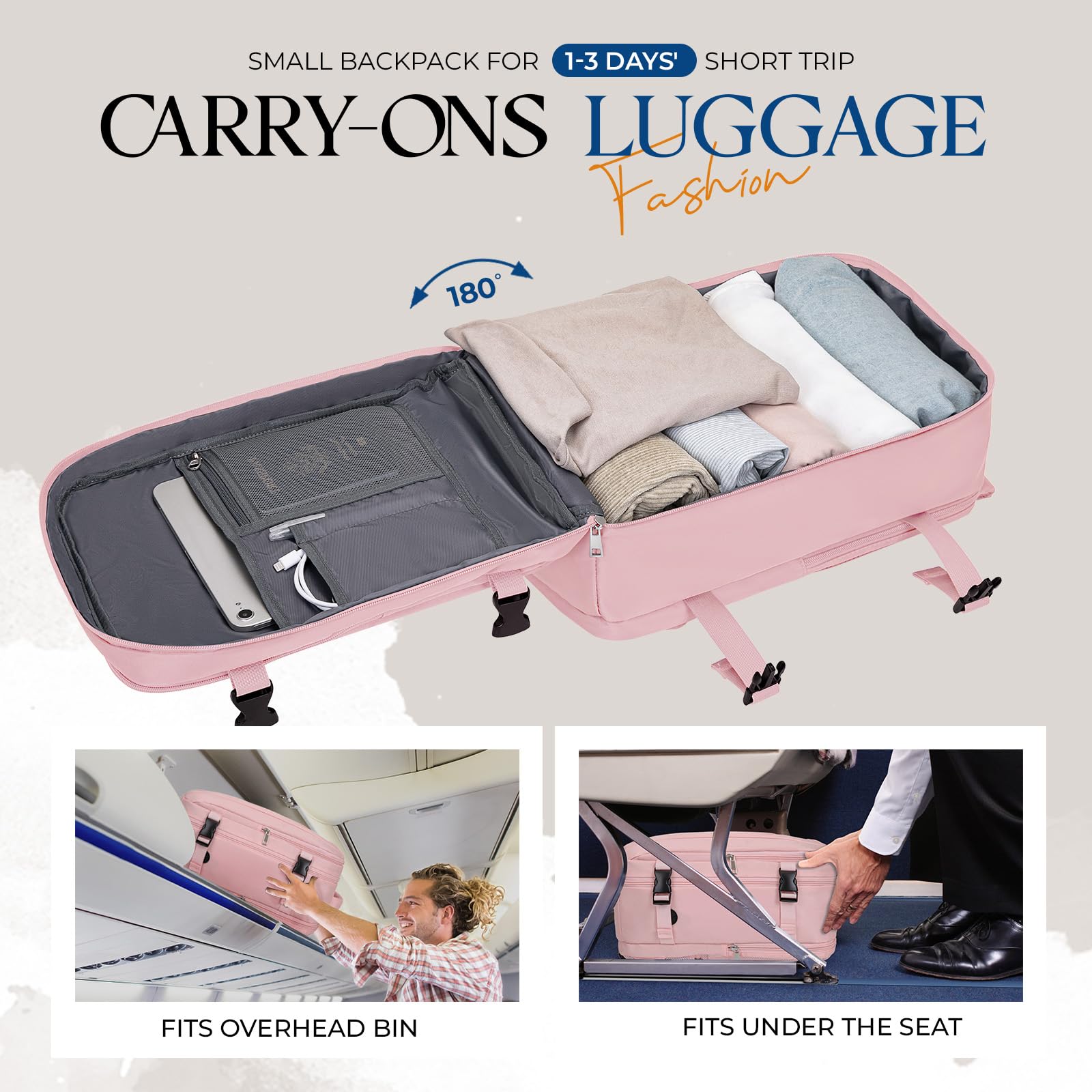 for Ryanair Cabin Bags 40x20x25 Underseat Bag,Small Travel Backpack Cabin Size Carry-ons for Women Men,Hand Luggage for Overnight,Casual Daypack with Laptop Compartment,Anti Theft Pocket