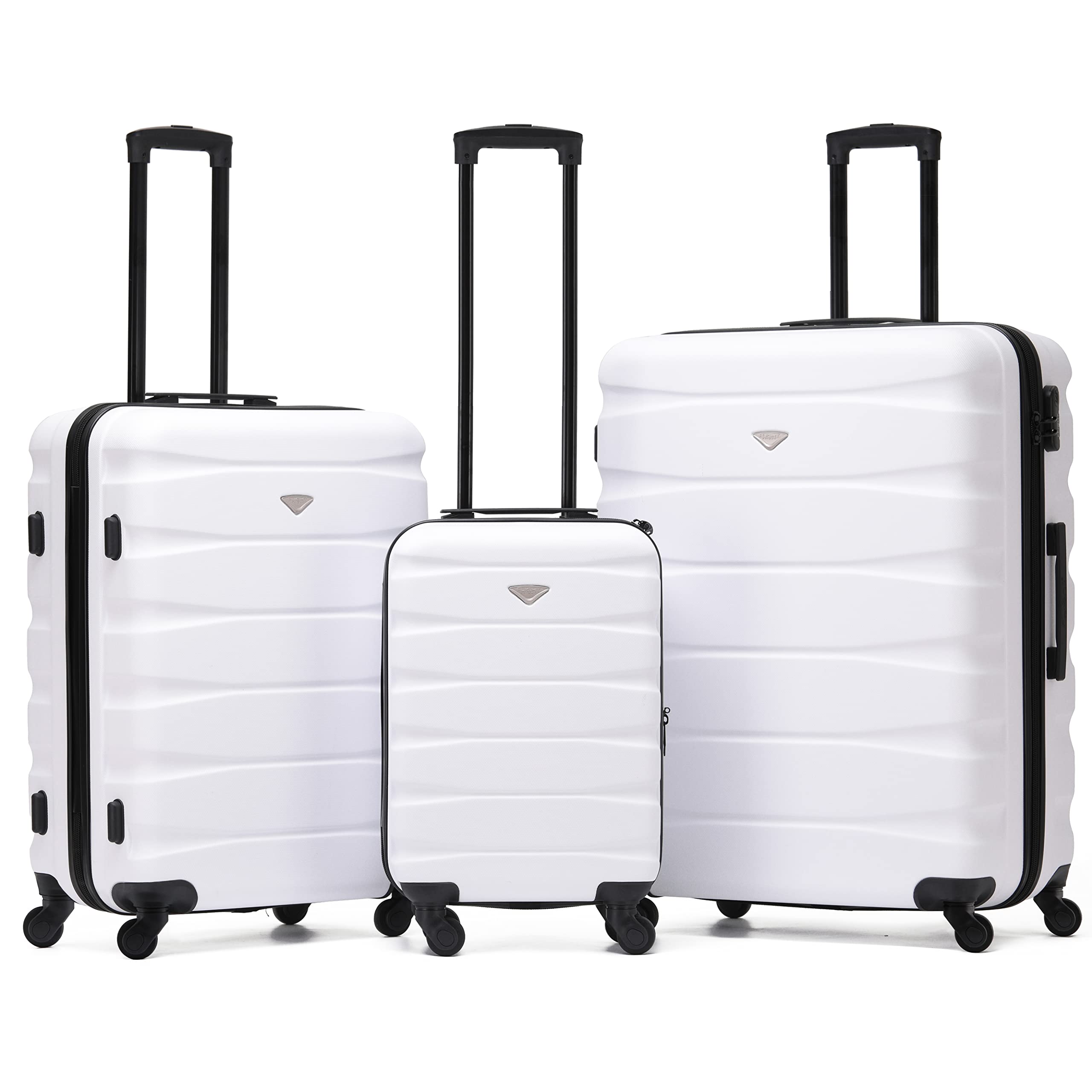 Flight Knight Set of 3 Lightweight 4 Wheel ABS Hard Case Suitcases Cabin & Hold Luggage Options Approved for Over 100 Airlines Including easyJet, British Airways, Ryanair, Jet2 & Many More