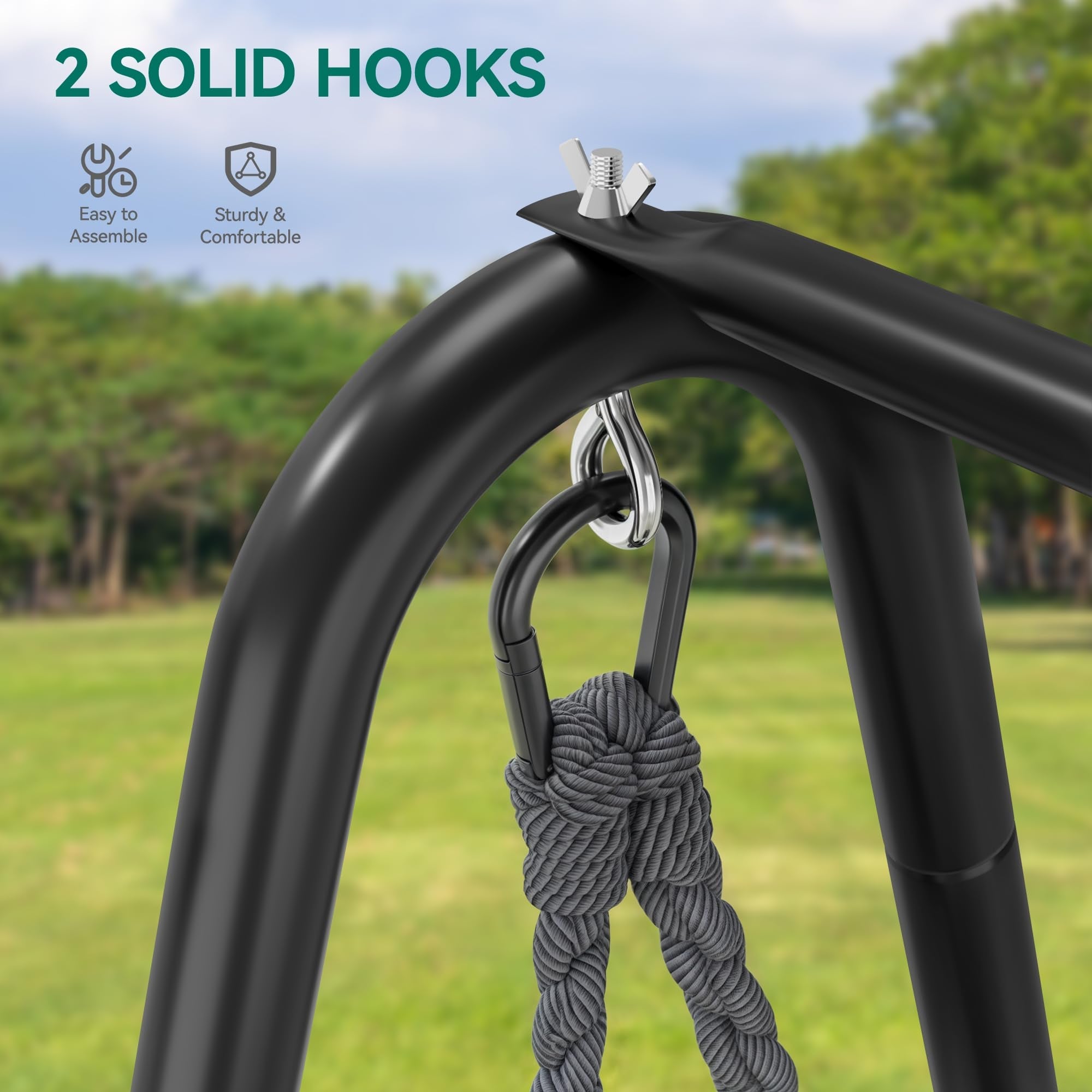 YITAHOME Hanging Chair with Stand, 85x92x153cm Hammock Swing Chair with Cushion, Heavy-Duty Steel Hammock Stand with 100kg Capacity for Living Room,