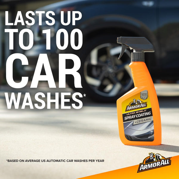 Armor All Ultra Shield + Ceramic Spray Coating Spray 500ml, Triple Action Ceramic Coating Formula for a Clean and Shiny Car, Water Beading and Dirt Repelling Technology to Prevent Stains