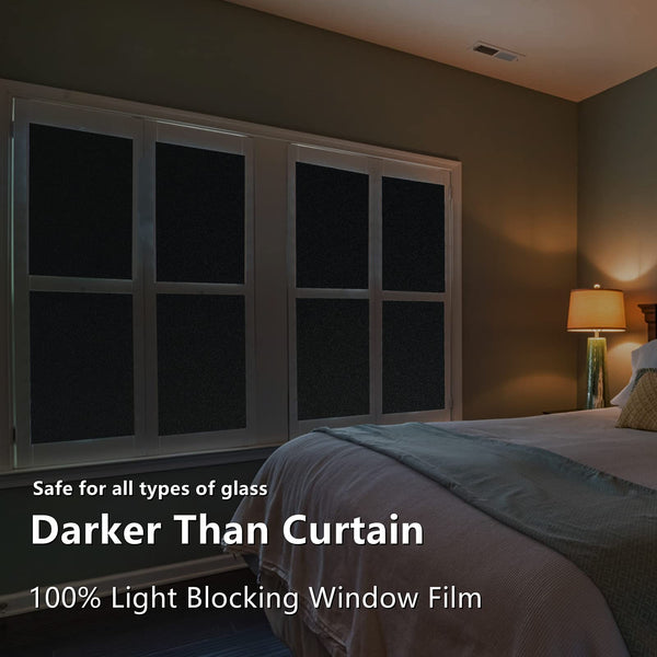 FEOMOS Total Blackout Window Film with Heat Resistant White Side Static Cling 100% Light Blocking Glass Films Cover Room Darkening Removal 60cmx300cm