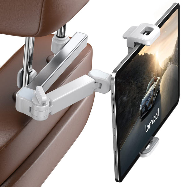 Lamicall Car Headrest Tablet Mount - [Aluminium Arm] 2025 Adjustable Car Tablet Holder, 360° Rotating Backseat Mount for Kids, for 2024 iPad Pro 13, Air 6, Mini, Tab, Phones, 4.7-13” Device - Black