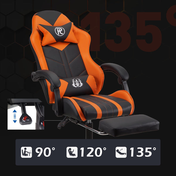 Play haha.Ergonomic reclining seat with footrest adjustable headrest and lumbar cushion high back support padded armrests PU leather finish for gaming home or office use