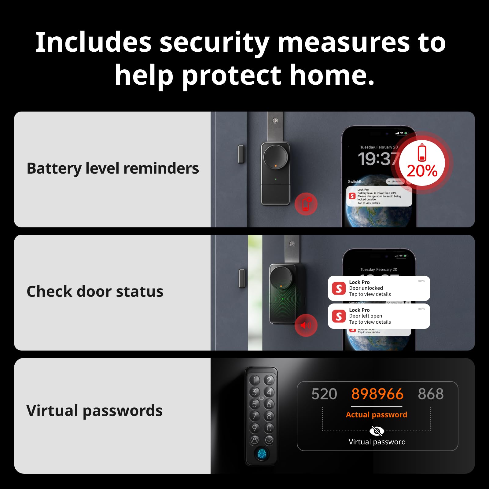 SwitchBot WiFi Smart Lock Pro with Touchscreen Keypad, Fingerprint Door Lock, Smart Door Lock, Fits Your Existing Euro Profile Cylinder, IP65 Weatherproof, Supports Matter, Alexa, Google, IFTTT