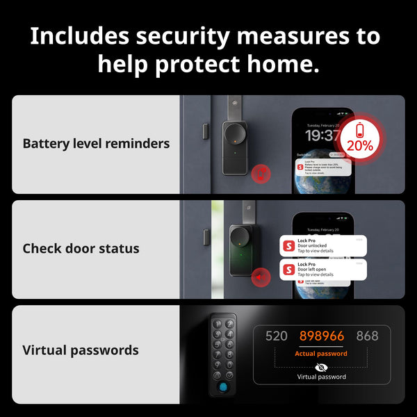 SwitchBot WiFi Smart Lock Pro with Touchscreen Keypad, Fingerprint Door Lock, Smart Door Lock, Fits Your Existing Euro Profile Cylinder, IP65 Weatherproof, Supports Matter, Alexa, Google, IFTTT