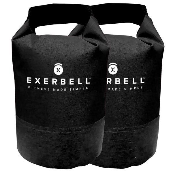 Exerbell Foldable & adjustable kettlebell ? 2pcs ? 2-14 kg (Black) ? water- and sandbag kettlebell ? Versatile Sandbag Training & Weight Bag ? Premium