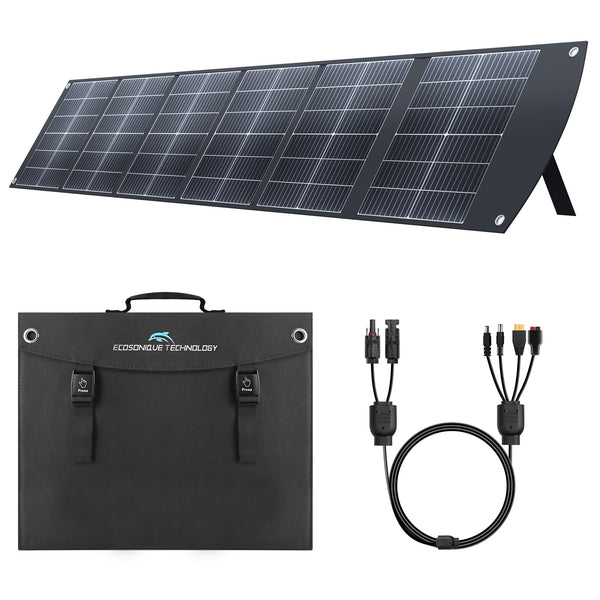 Ecosonique 100W Portable Foldable Solar Panels Charger Fast Charging with USB-C PD3.0 USB-A QC3.0 DC 20V Lightweight with Kickstand for Camping Power Station Solar Generators Cell Phones Power Banks