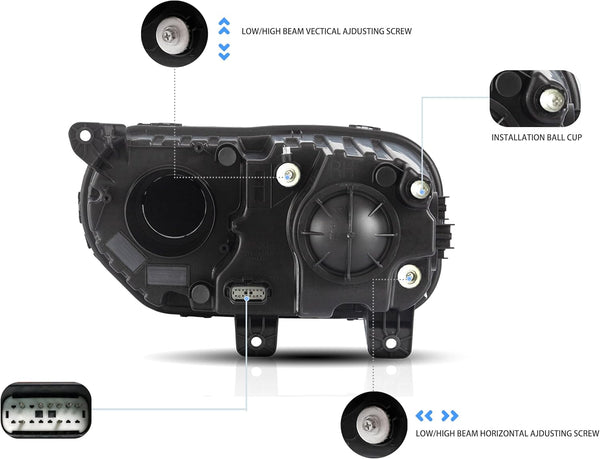 VLAND Headlight suitable for Dodge Challenger 2015-2019 LED headlight, RGB