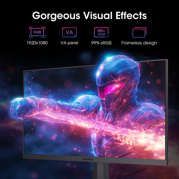 KOORUI 32 inch Curved Gaming Monitor,1440p(2560x1440),170Hz.1ms, 2K, QHD,VA 1500R, HDR10,Adaptive Sync, VESA & Eye Care Ultra-Thin Support DP/HDMI
