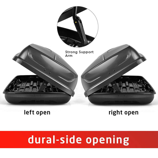 TANGZON Car Roof Box, 400L Extra-Large Car Top Roofbox with Dual Side Opening, Waterproof Hard Rooftop Cargo Carrier Storage Box for Tents Bags Luggage, Fits Most Cars (Black)