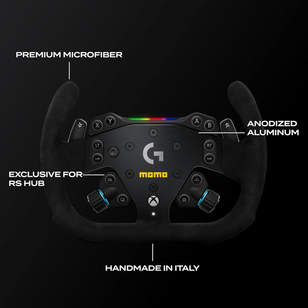 MOMO Motorsport Pro SIM Racing Wheel - 290mm Premium Microfiber Grip, Compatible with Logitech G RS Hub, Racing Simulator Accessory for Xbox Series X/S PS4 PS5 PC, Professional Grade Italian Design
