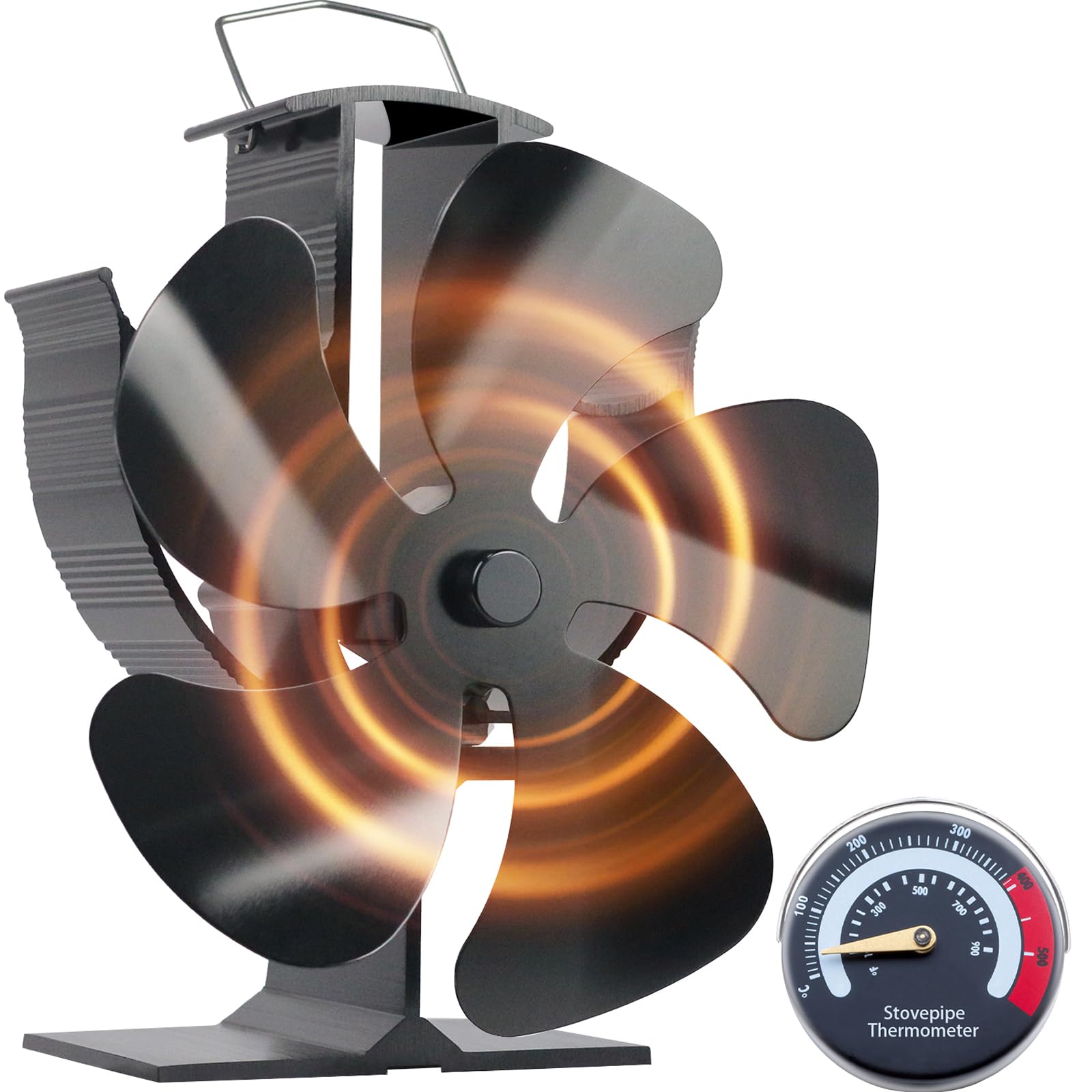 Tomersun 4 Blades Stove Fan Heat Powered Wood/Log Burner Fan Eco Friendly Heat Circulation for Wood/Log Burner/Fireplace