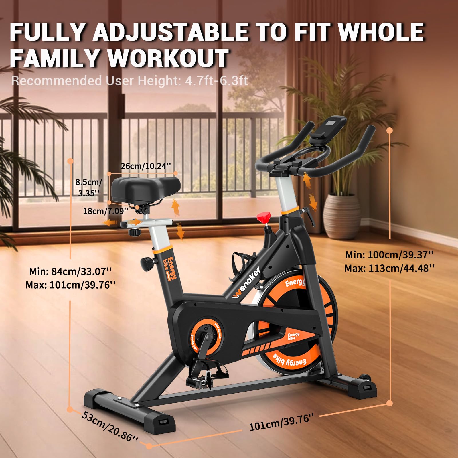 Exercise Bike for Home Gym Use, Wenoker Spin Bike Exercising Equipment, Indoor Cycling Exerciser with LCD Display & Tablet Holder Fitness Machine