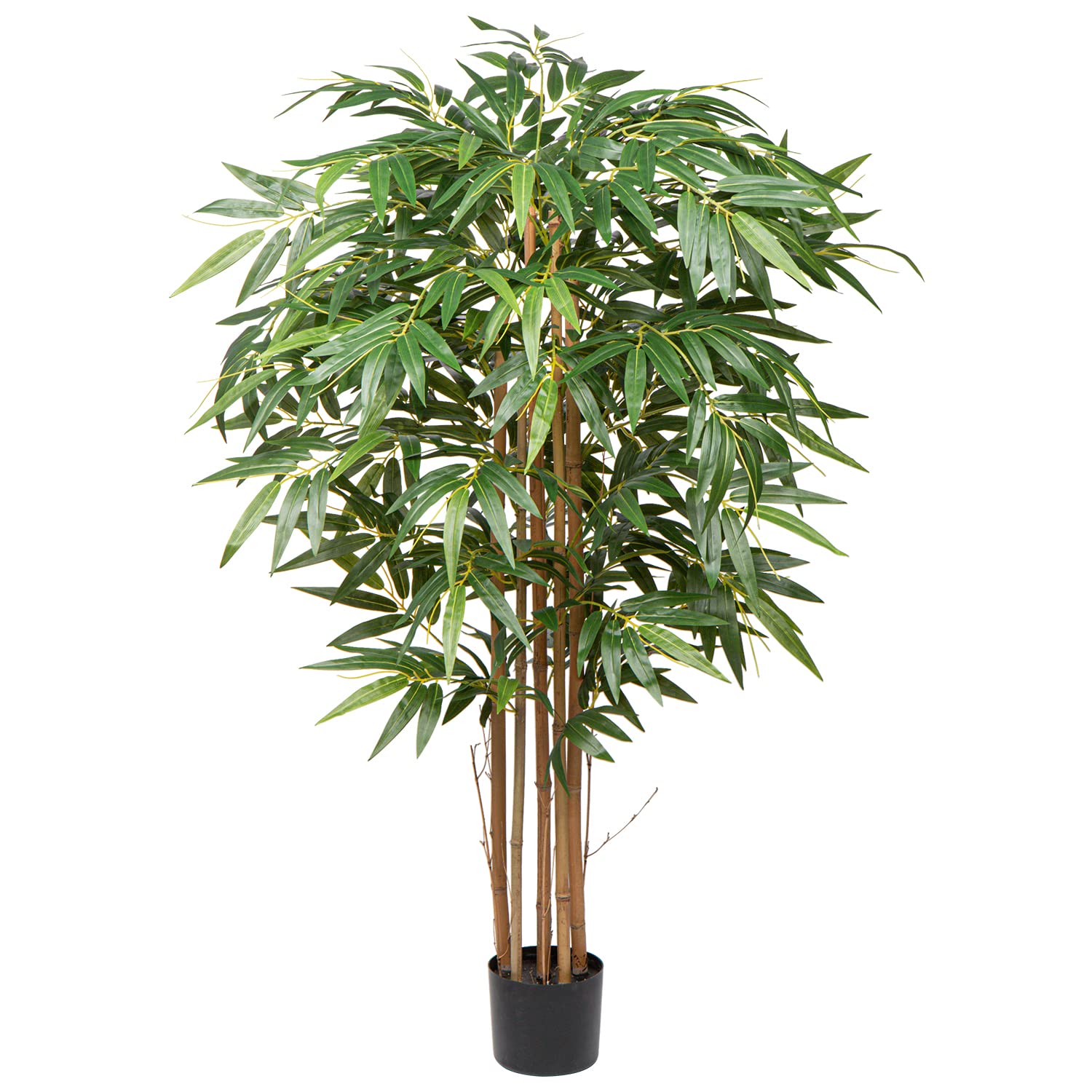 Hollyone 5ft Artificial Bamboo Plants Tall Artificial Plants, Decorative Fake Trees With Real Wood Trunks and Lifelike Leaves, for Home Living Room