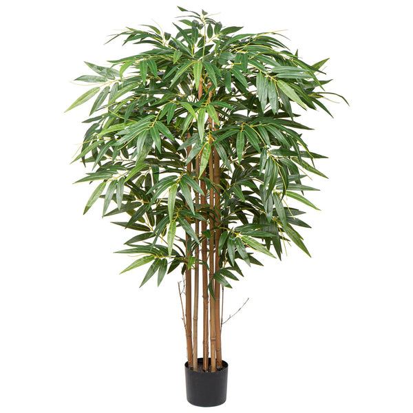 Hollyone 5ft Artificial Bamboo Plants Tall Artificial Plants, Decorative Fake Trees With Real Wood Trunks and Lifelike Leaves, for Home Living Room
