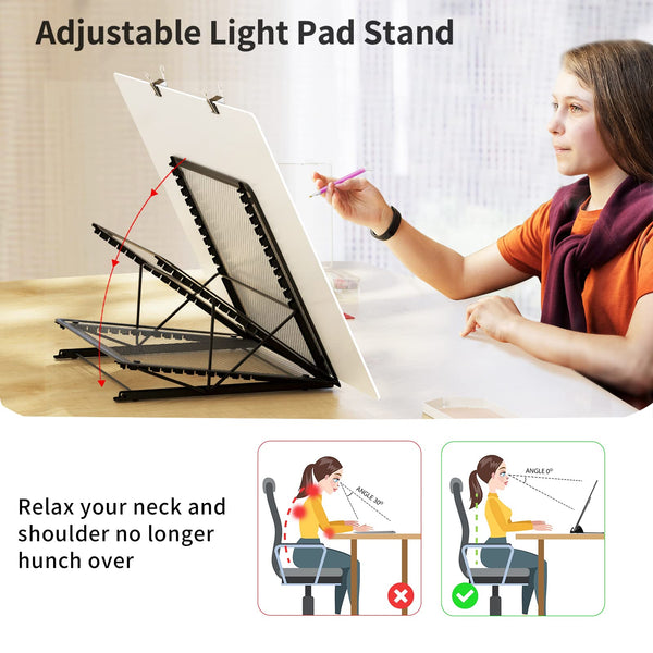 ARTDOT A2 LED Light Pad for Diamond Art USB Powered Light Board Kit, Adjustable Brightness with 12 Angles Stand and Clips (40 x 60cm)