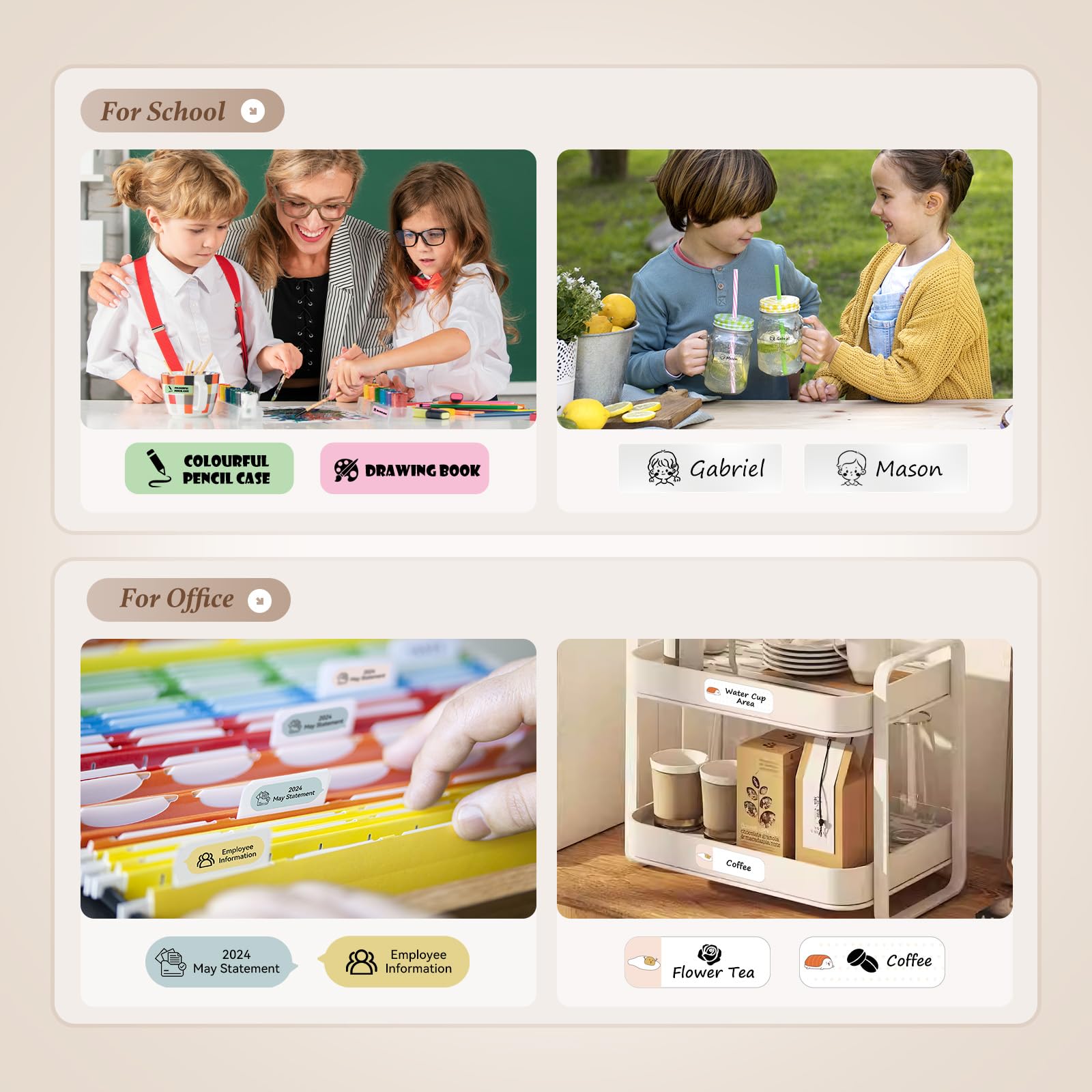 NIIMBOT Label Maker Machine, D110 Upgraded Version Sticker Printer Maker with 1 Roll White Starter Label Paper, Thermal Label Printer for School Office Home Organization