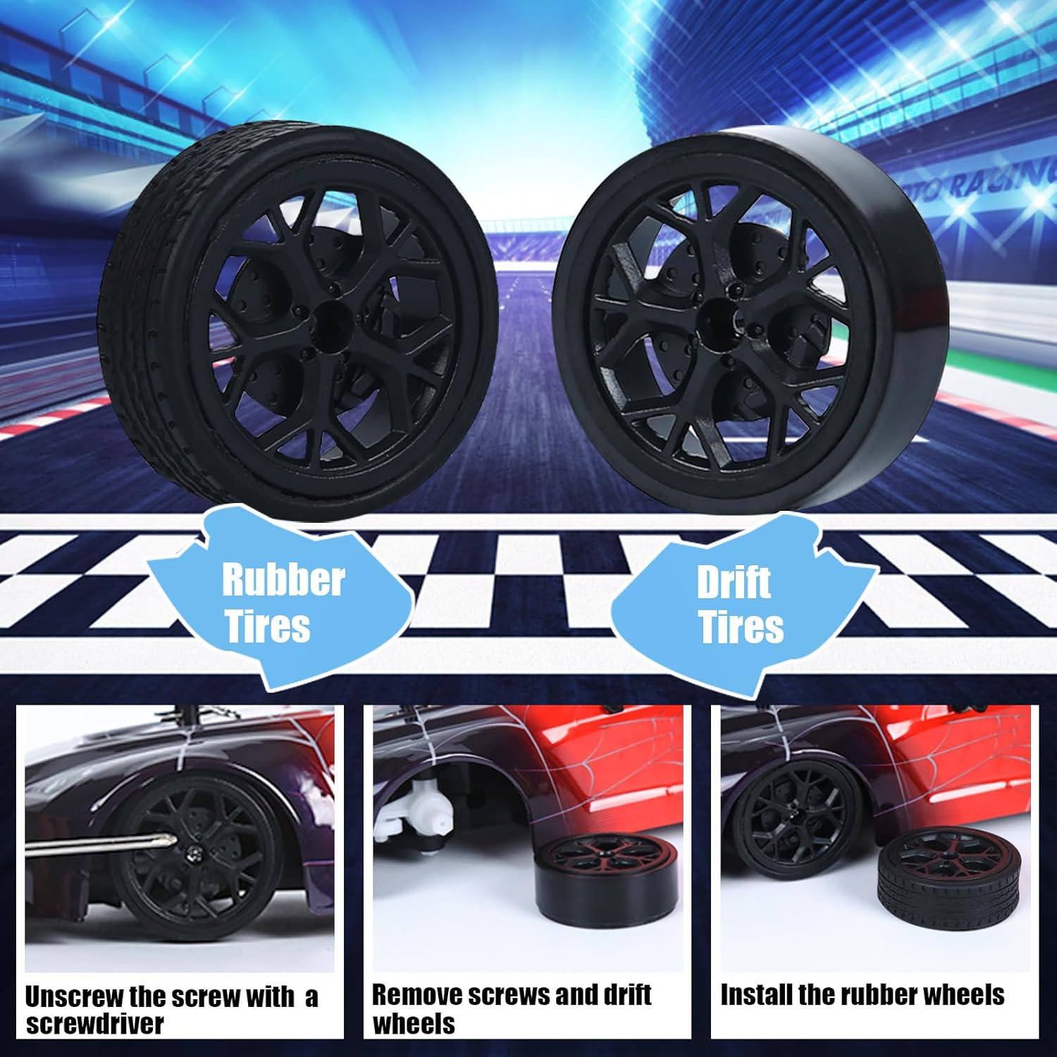 iBlivers Spider RC Drift Car, 1:14 Remote Control Drift Car with Full Proportional Throttle 4WD GT Vehicle RC Drifting Cars Gifts Toy for Adults Boys Kids