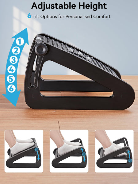 HEETA Foot Rest, Adjustable Height Under Desk Foot Rest Ergonomic Foot Stool with Massager Function for Offie and Home, Easy to Assemble, Pressure