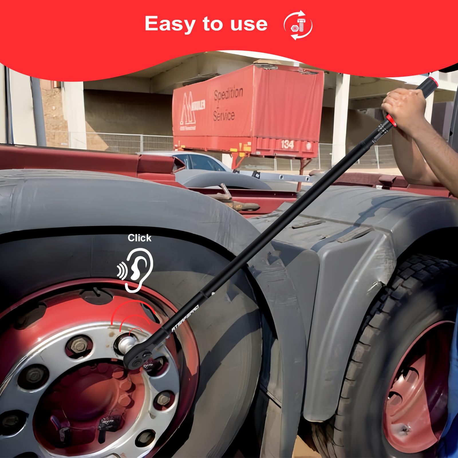 ATsafepro Torque Wrench 3/4 Inch, 100-600 Nm Torque Wrenchs, ±3% Error Accuracy with 48 Teeth Dual-Direction Adjustable for Repair of Car, Truck, Tractor