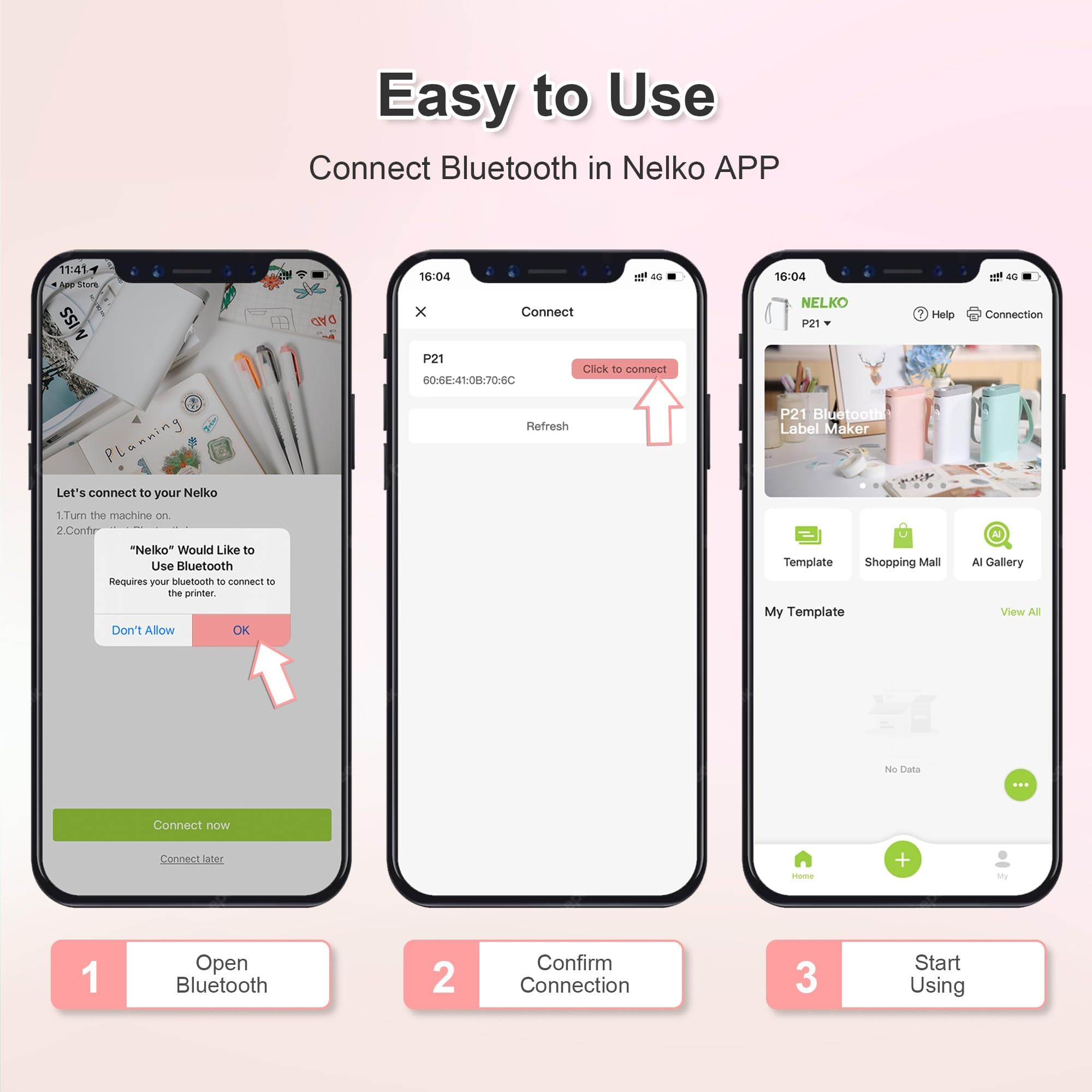 Nelko Label Maker Machine with Tape, P21 Portable Bluetooth Label Printer, Wireless Handheld Sticker Maker Mini Label Makers with Multiple Templates for Organizing Storage Barcode Office, White 1 pack