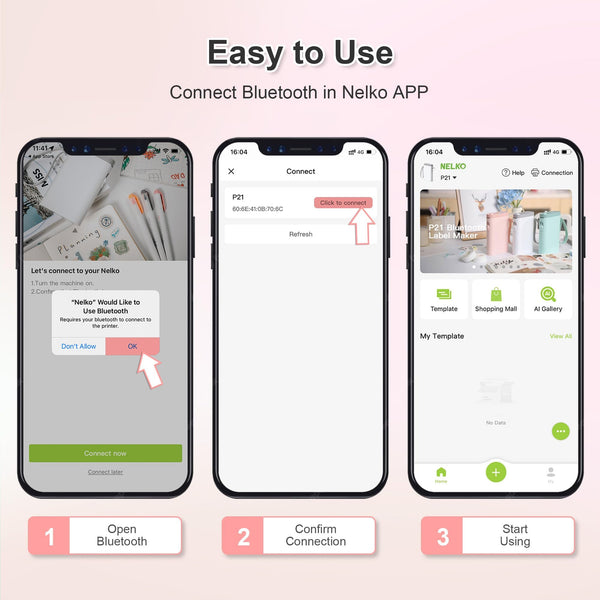 Nelko Label Maker Machine with Tape, P21 Portable Bluetooth Label Printer, Wireless Handheld Sticker Maker Mini Label Makers with Multiple Templates for Organizing Storage Barcode Office, White 1 pack