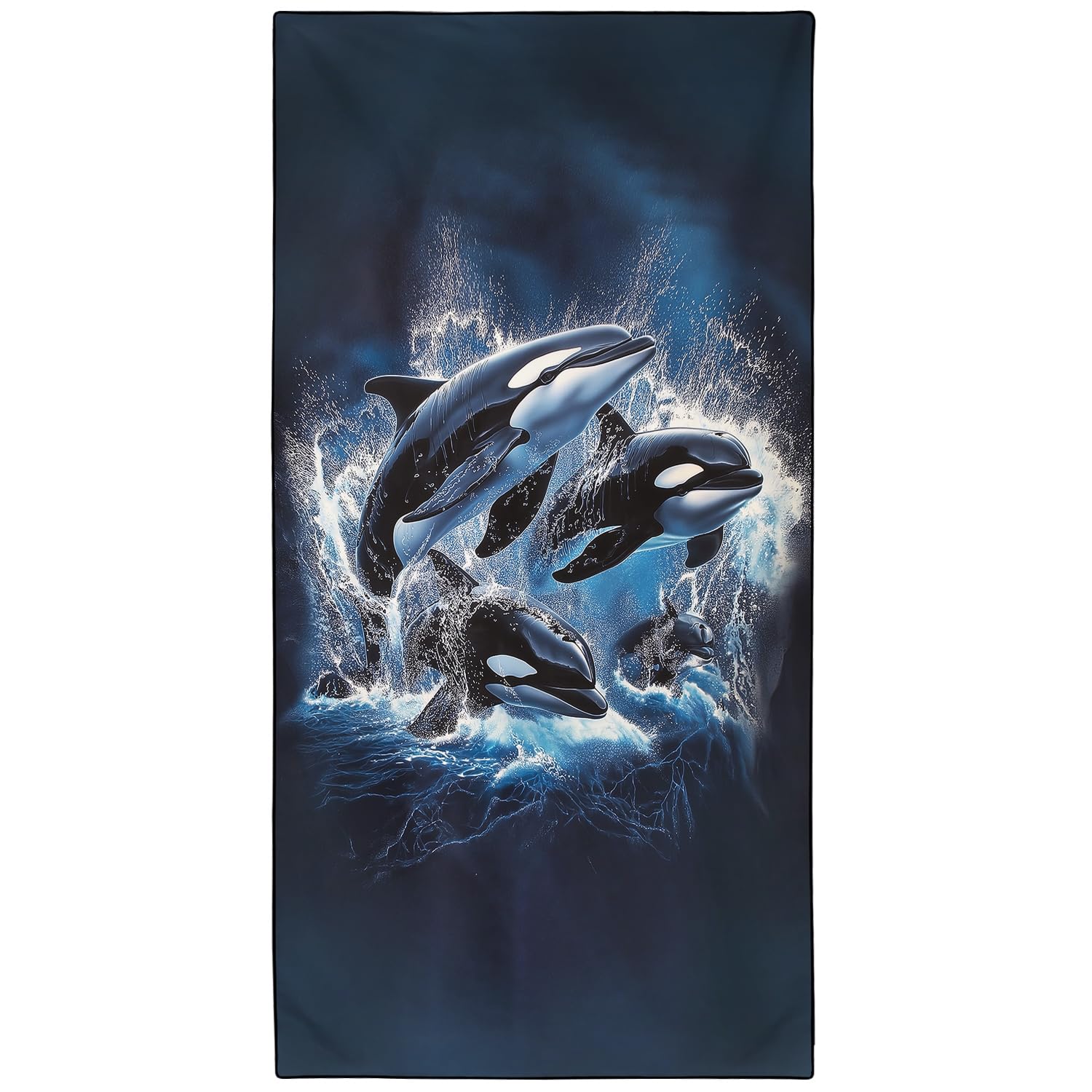 YISUMEI Jumping Whales Beach Towels for Adults Extra Large 180 x 90 cm, Microfibre Lightweight Quick Dry Towel for Swimming Pool Cruise Travel Sports