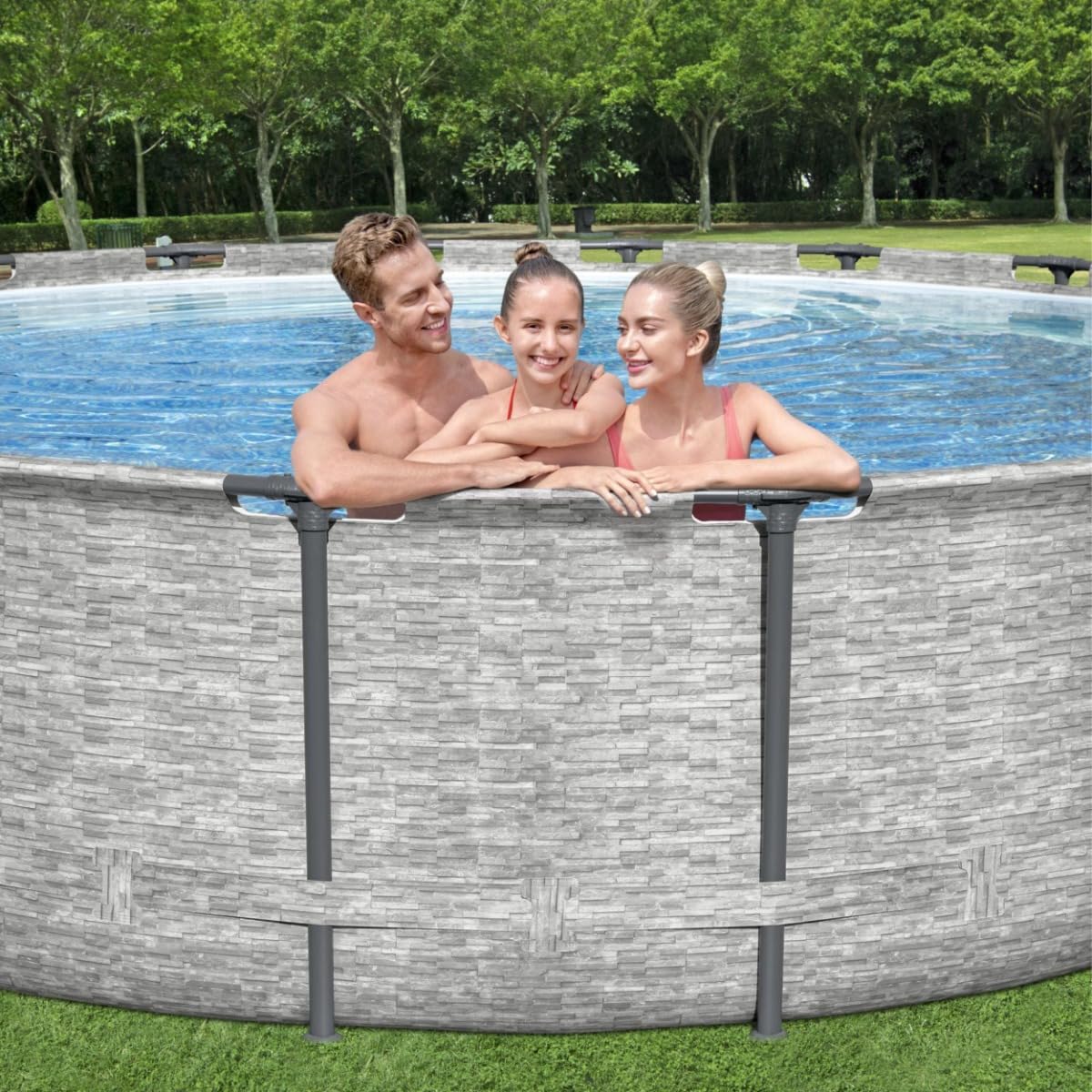 Bestway Steel Pro Max | Round Frame Swimming Pool with Filter Pump, Above Ground Frame Pools, Grey, 18ft