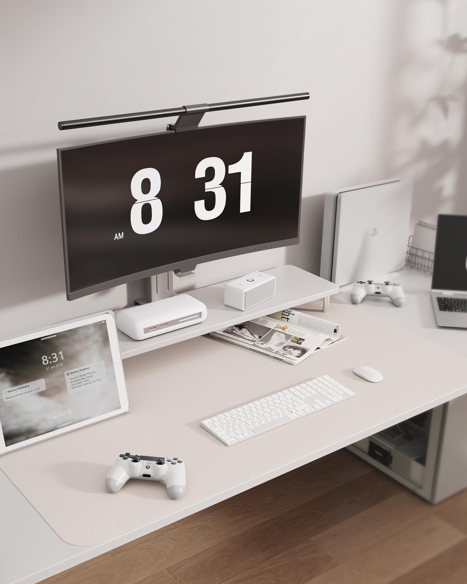 MOLMO Non-Slip Desk Mat, Waterproof Desk Pad Table Protector, Easy Clean Laptop Mat Large Mouse Pad Leather Writing Mat with Suede for Office /Home/Decor (Light Green, 60 x 35 cm)