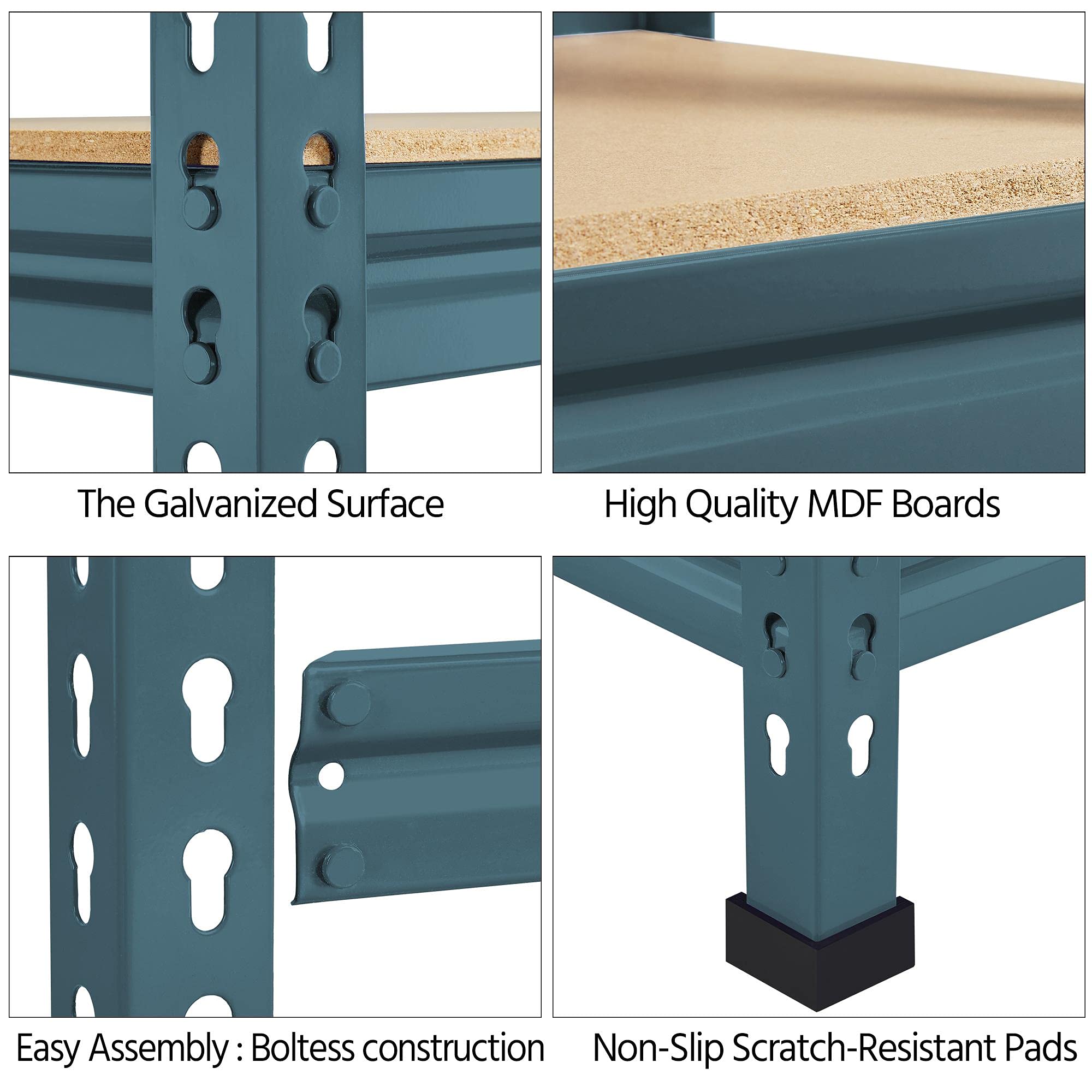 Yaheetech 5 Tier Garage Shelving Units, Heavy Duty Racking shelves, 150KG Per Shelf/750KG Capacity, 70cmx30cmx150cm（LxWxH,Dark Gray