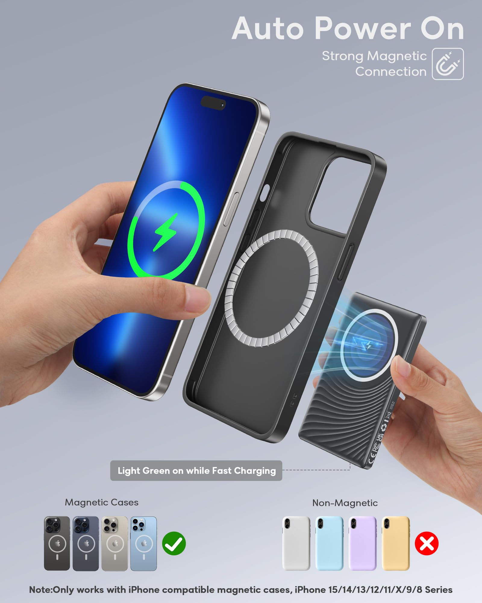 2025 Ultra Slim Power bank iPhone for Magsafe, 20W Super Fast Charging Powerbank Wireless Magnetic Portable Charger,USB C in&Out PD 3.0 Phone Battery Pack for i-Phone 16/15/14/13/12 Mini Plus Pro Max