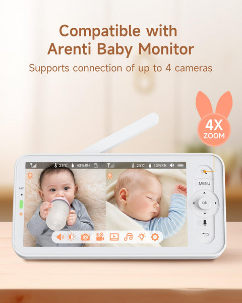 ARENTI 2.5K 5Ghz&2.4G Wifi Baby Monitor with Camera,5-inch 720P Display,Night Vision,Pan Tilt,Night Light,Auto Track,3350mAh Battery,Cry&Motion Detection,2-Way Talk,App&Screen Control
