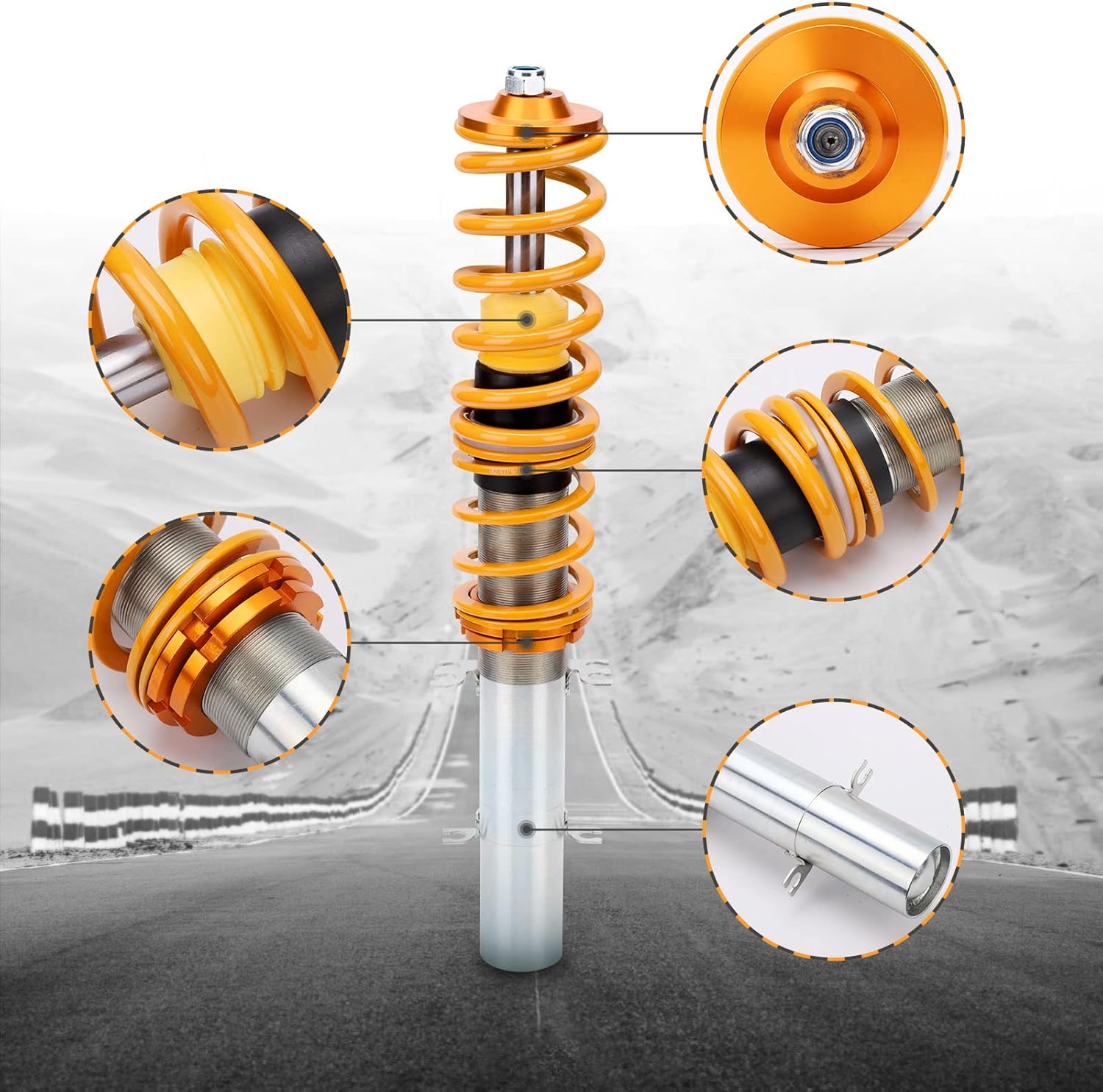 maXpeedingrods Coilovers Lowering Suspension Kits for VW for Golf4/for Seat Leon 1M1/ for VW New Beetle 9C1, 1C1 (Golden)