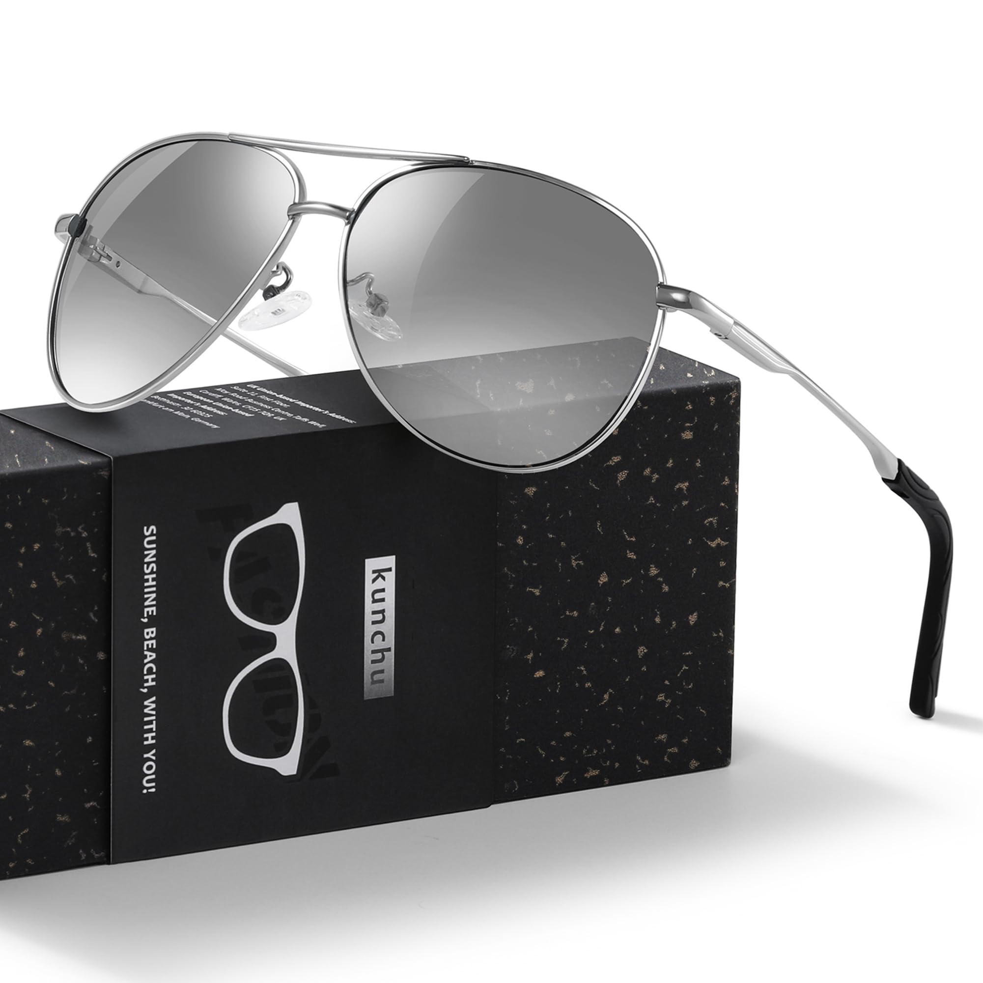 Pilot Men's Polarized Sunglasses - Unisex UV400 Protection Black Sunglasses for Driving, Fishing, Running - Classic Ultra Light Shades