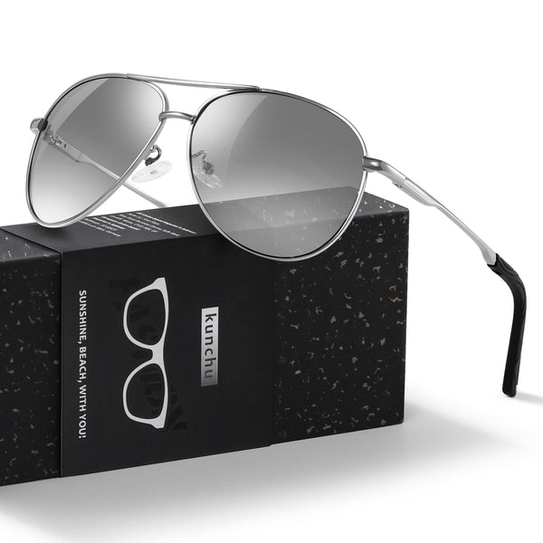 Pilot Men's Polarized Sunglasses - Unisex UV400 Protection Black Sunglasses for Driving, Fishing, Running - Classic Ultra Light Shades