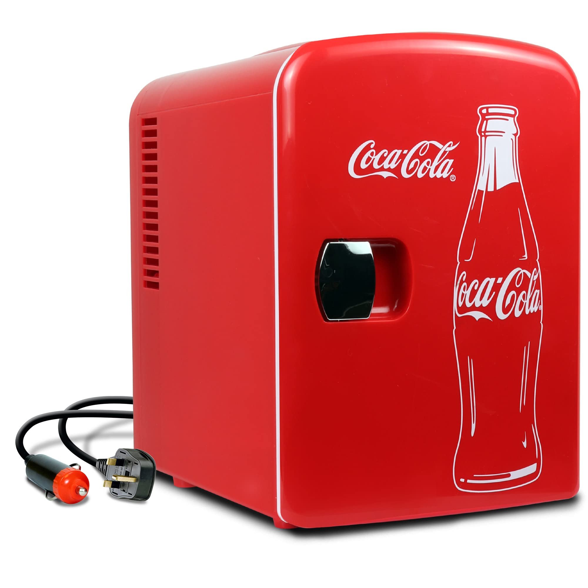 Coca Cola Mini Fridge For Bedrooms 5L Retro Vending Machine Style Cool Box 10 Can Quiet Mini Fridges with Display Window For Coke Beverages Food Drinks Home 12v Portable Cooler Box, Red