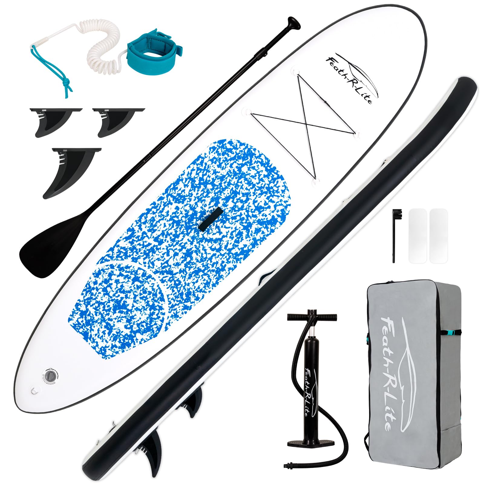 FEATH-R-LITE 10' &11' Inflatable Ultra-Light Stand Up Paddle Board for All Skill Levels Included with SUP, Adj Paddle, Pump, Backpack, Leash